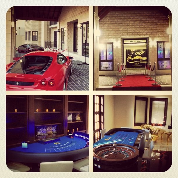 entrance for a Bond 007 casino party