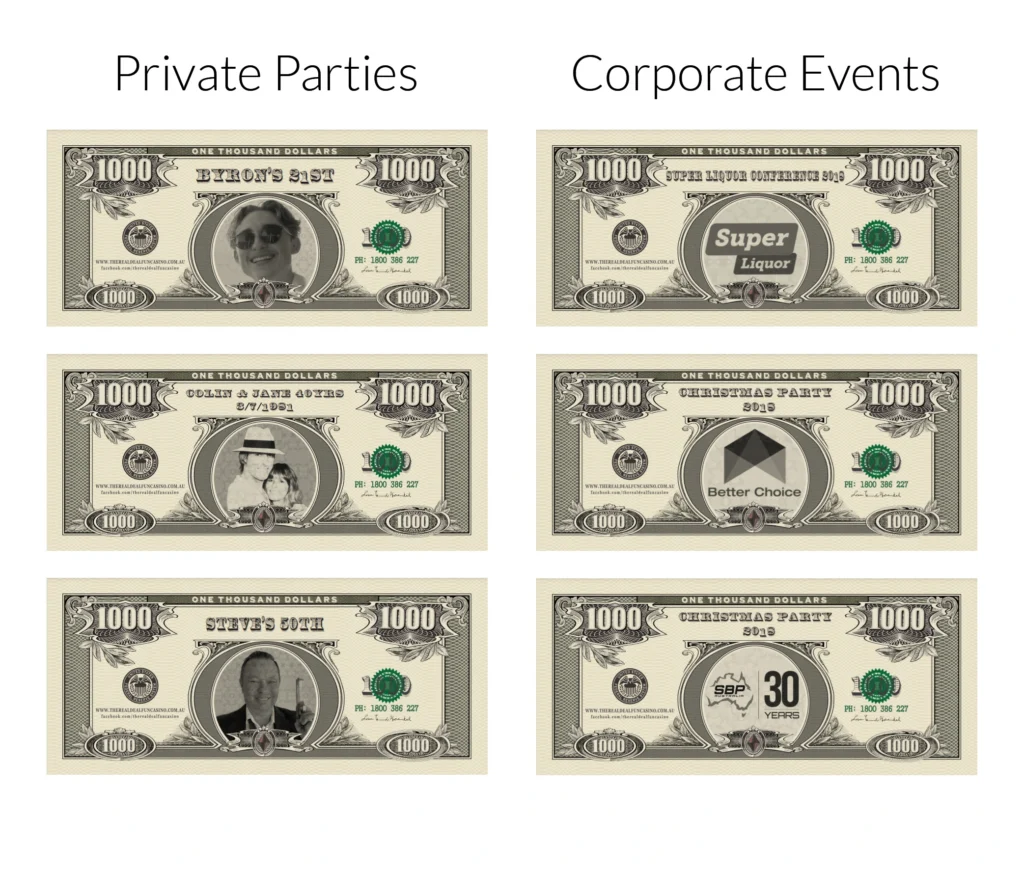 Customised Fun Money for Your Fun Casino Event
